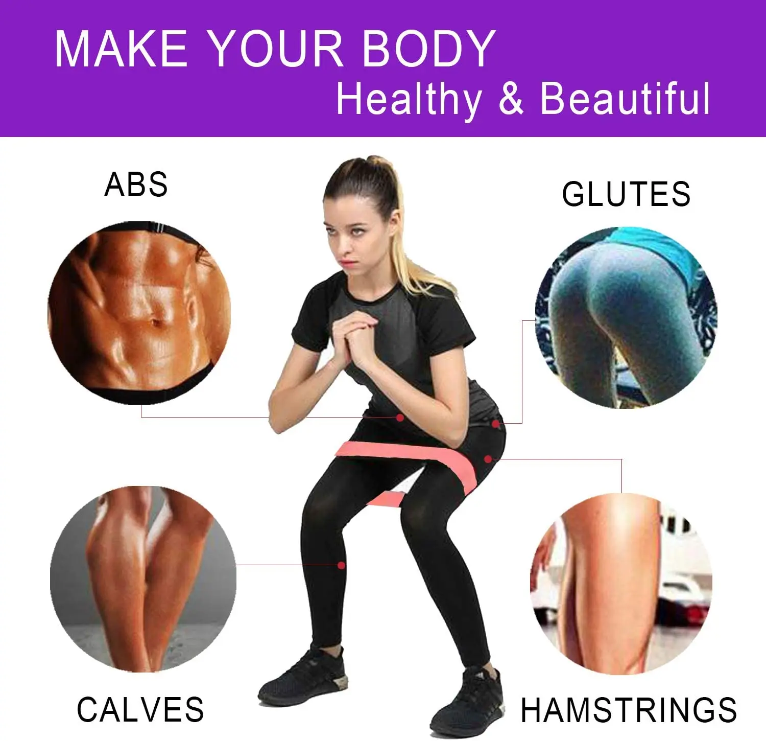 Resistance Loop Exercise Bands 5 Different Resistance Levels Elastic Band Suitable for Arm Leg Stretching and Strength Training