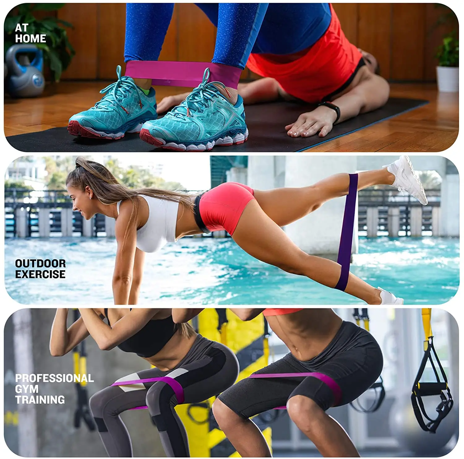 Resistance Loop Exercise Bands 5 Different Resistance Levels Elastic Band Suitable for Arm Leg Stretching and Strength Training