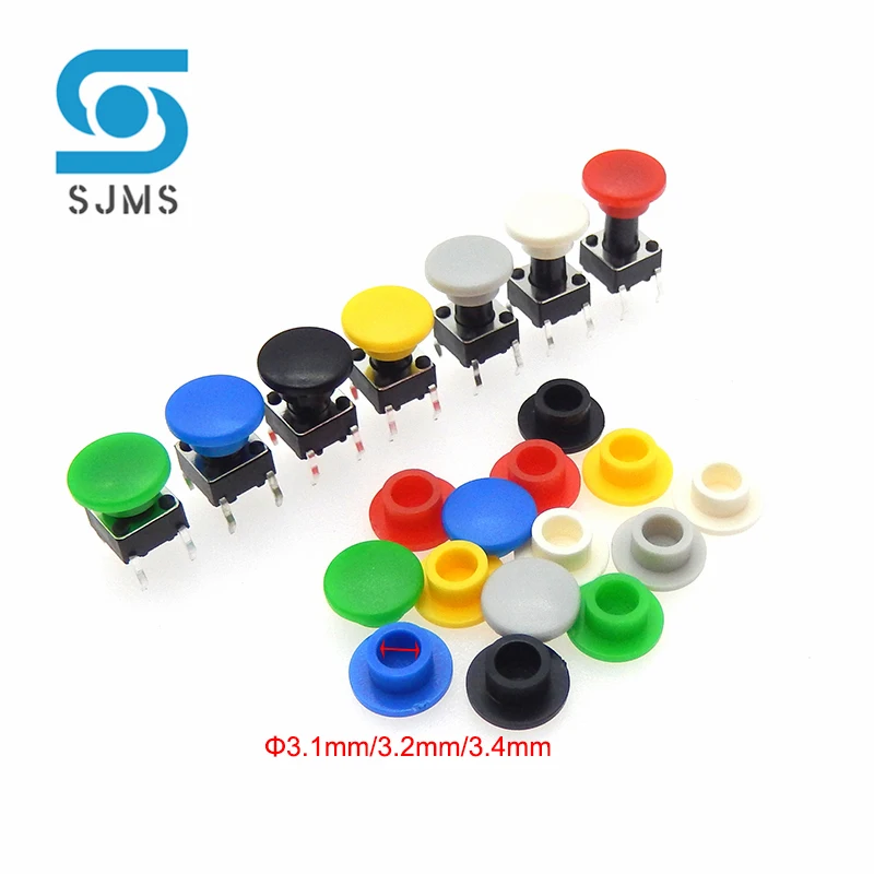 50Pcs Tactile Push Button Cap A29 Switch Button Hat Diameter 8mm Inner Hole id 3.1/3.2/3.4mm For 6 * 6 mm Tact Micro Switch