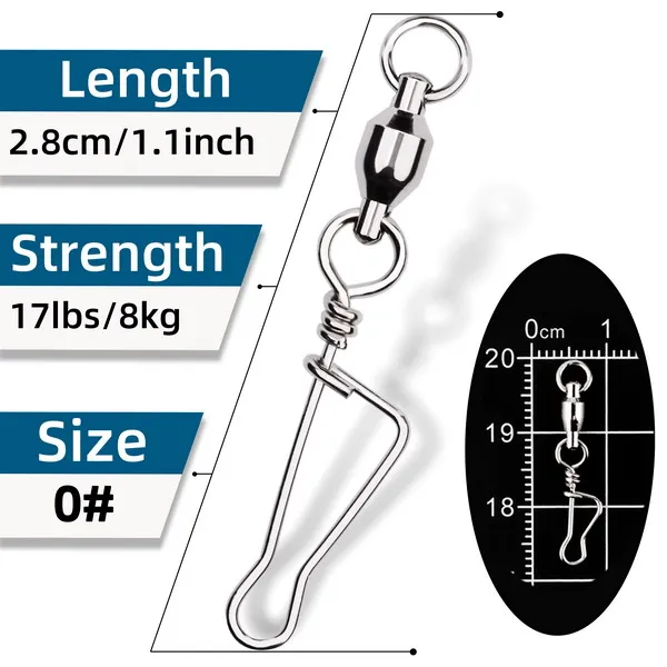 20pcs/bag Rolling Barrel Fishing Swivels T Shape Nice Snap Lure Connector Fishing Tackle Saltwater Emerillon Peche Pesca