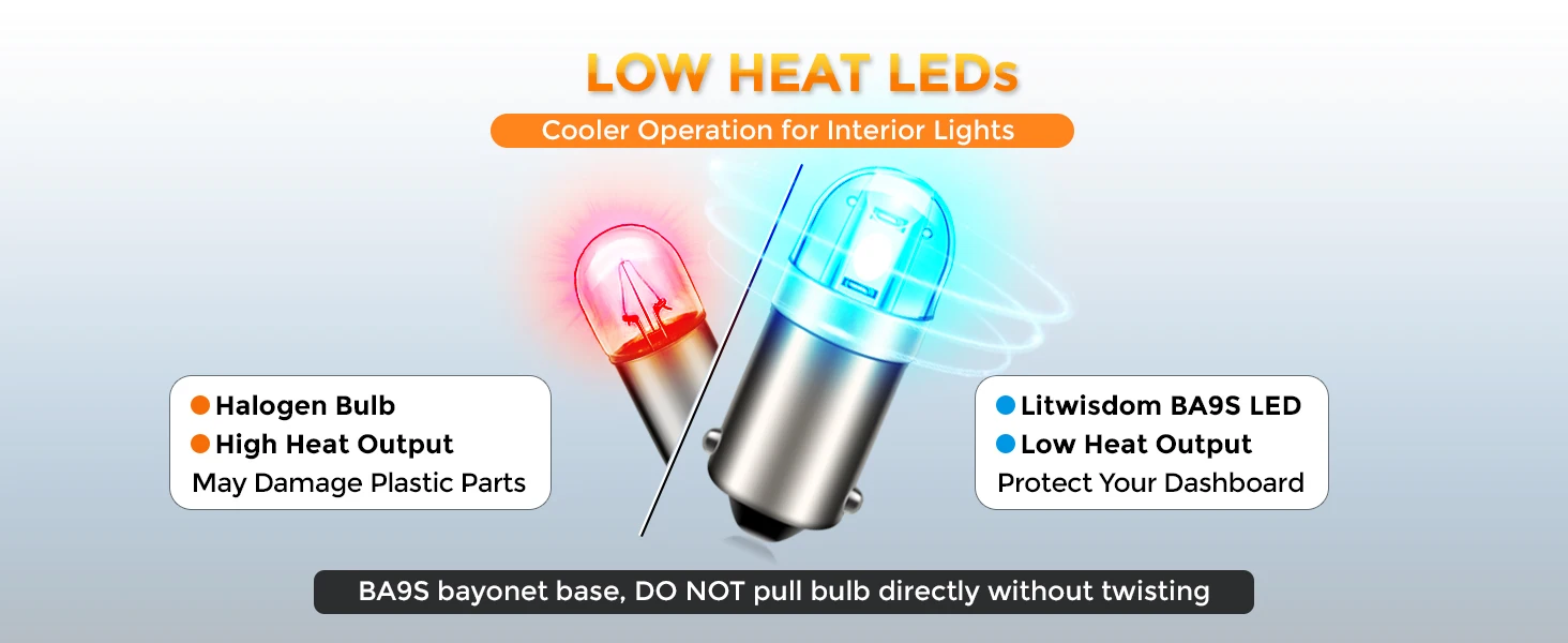 Ruiandsion BA9S LED Bulb T4W 233 Wedge W5W 12V Super Bright Car Motorcycle Instrument Dashboard Indicator Light Reading Lamp