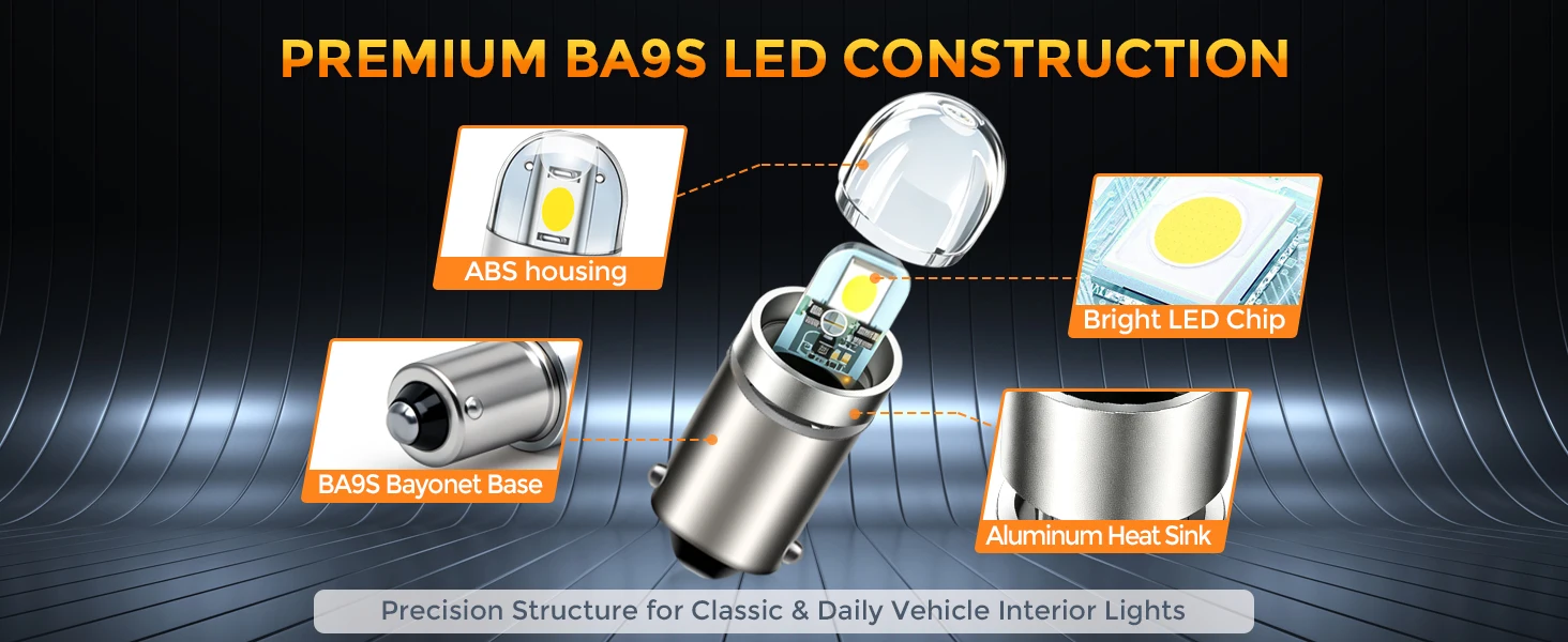 Ruiandsion BA9S LED Bulb T4W 233 Wedge W5W 12V Super Bright Car Motorcycle Instrument Dashboard Indicator Light Reading Lamp