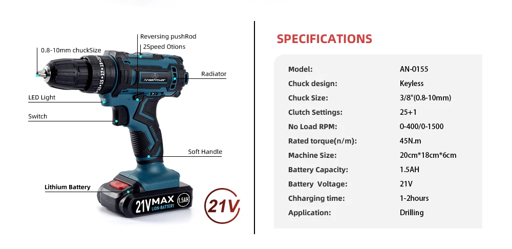 New Style 21V 16.8V 12V Electric Cordless Screwdriver 3 Functions Wireless Impact Drill Mini Lithium Battery Charging Hand Drill
