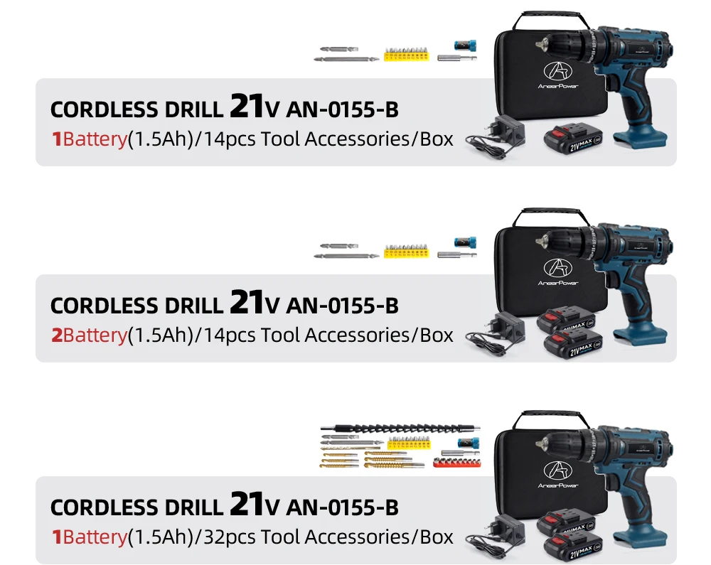 New Style 21V 16.8V 12V Electric Cordless Screwdriver 3 Functions Wireless Impact Drill Mini Lithium Battery Charging Hand Drill