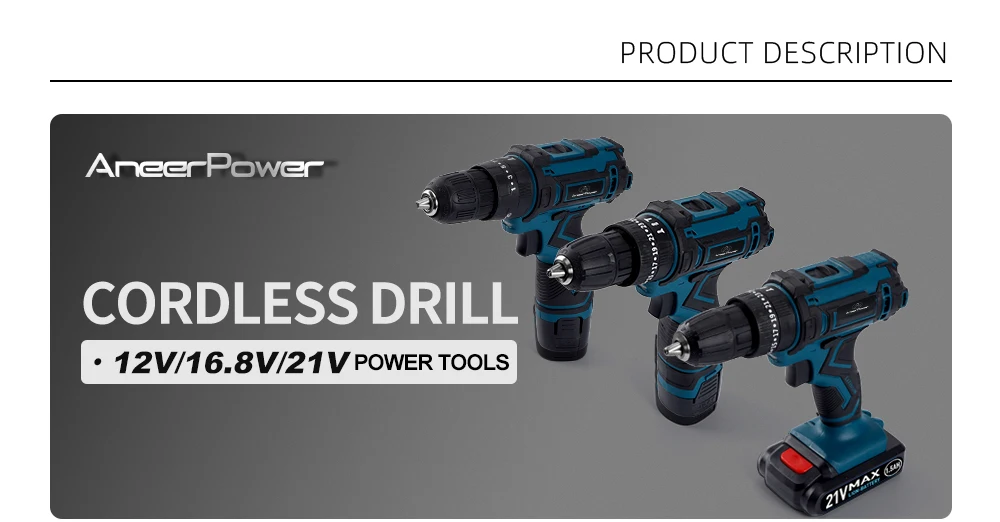 New Style 21V 16.8V 12V Electric Cordless Screwdriver 3 Functions Wireless Impact Drill Mini Lithium Battery Charging Hand Drill