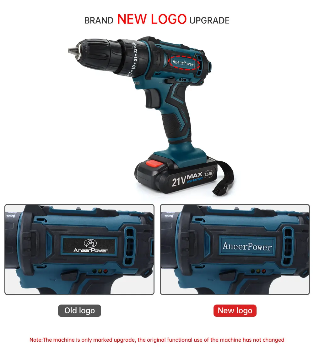 New Style 21V 16.8V 12V Electric Cordless Screwdriver 3 Functions Wireless Impact Drill Mini Lithium Battery Charging Hand Drill