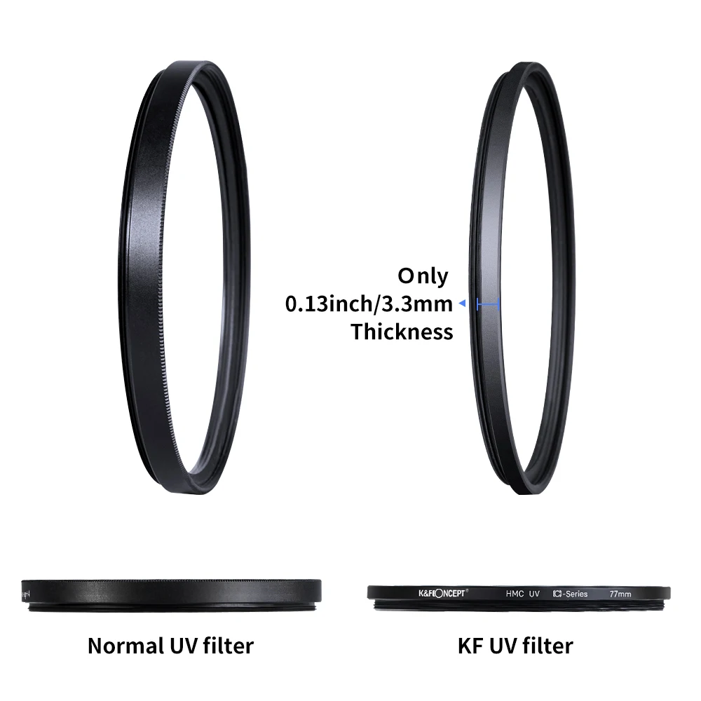 K&F Concept MCUV Filter 37/39/40.5/43/46/49/52/55/58/62/67/72/77/82mm Ultra Slim Optics Multi Coated Ultraviolet Protection