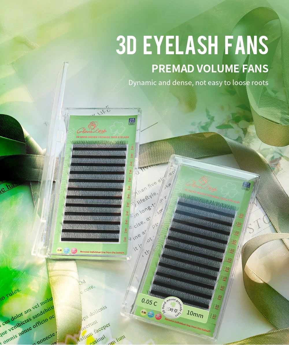 GLAMLASH W Shape Bloom 3D Premade Volume Fans Eyelash Extensions C/D/L/LU/M Natural Soft Light Individual YY Lashes Full Dense
