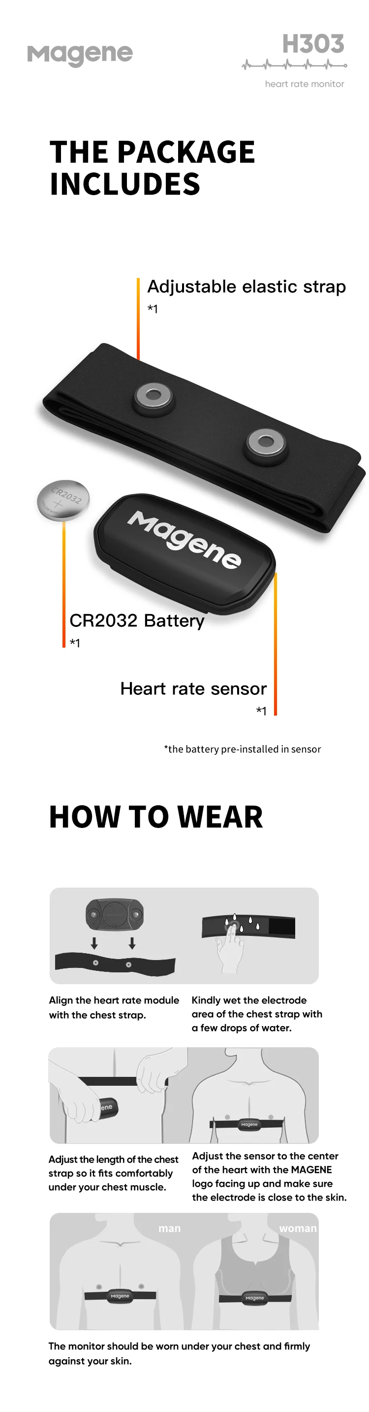 Magene H303 Heart Rate Sensor Bluetooth ANT Upgrade HR Monitor With Chest Strap Dual Mode Computer Bike Sports Band Belt
