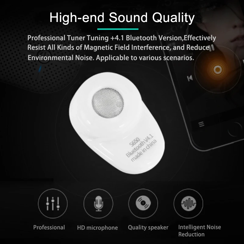 Mini Invisible Ture Wireless Earphone Noise Cancelling Bluetooth Headphone Handsfree Stereo Headset TWS Earbud With Microphone