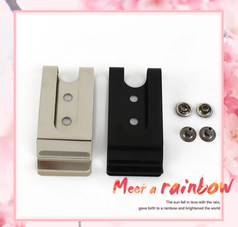 5/10/20Pcs Meetee 56x25mm Double Holes Metal Spring Belt Holster Sheath Clip Clasp Buckles Accessories with 8mm Cap Studs Screws