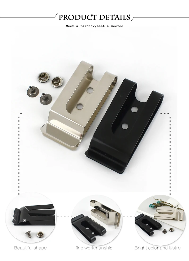 5/10/20Pcs Meetee 56x25mm Double Holes Metal Spring Belt Holster Sheath Clip Clasp Buckles Accessories with 8mm Cap Studs Screws