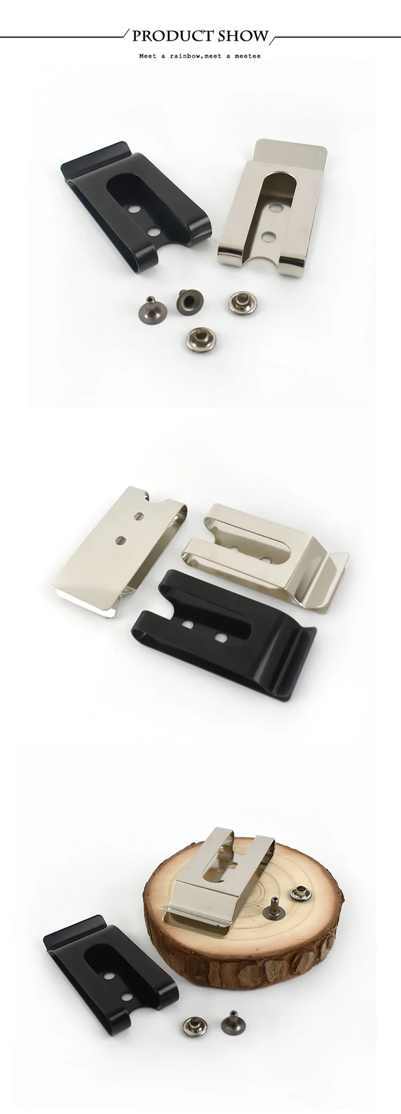 5/10/20Pcs Meetee 56x25mm Double Holes Metal Spring Belt Holster Sheath Clip Clasp Buckles Accessories with 8mm Cap Studs Screws
