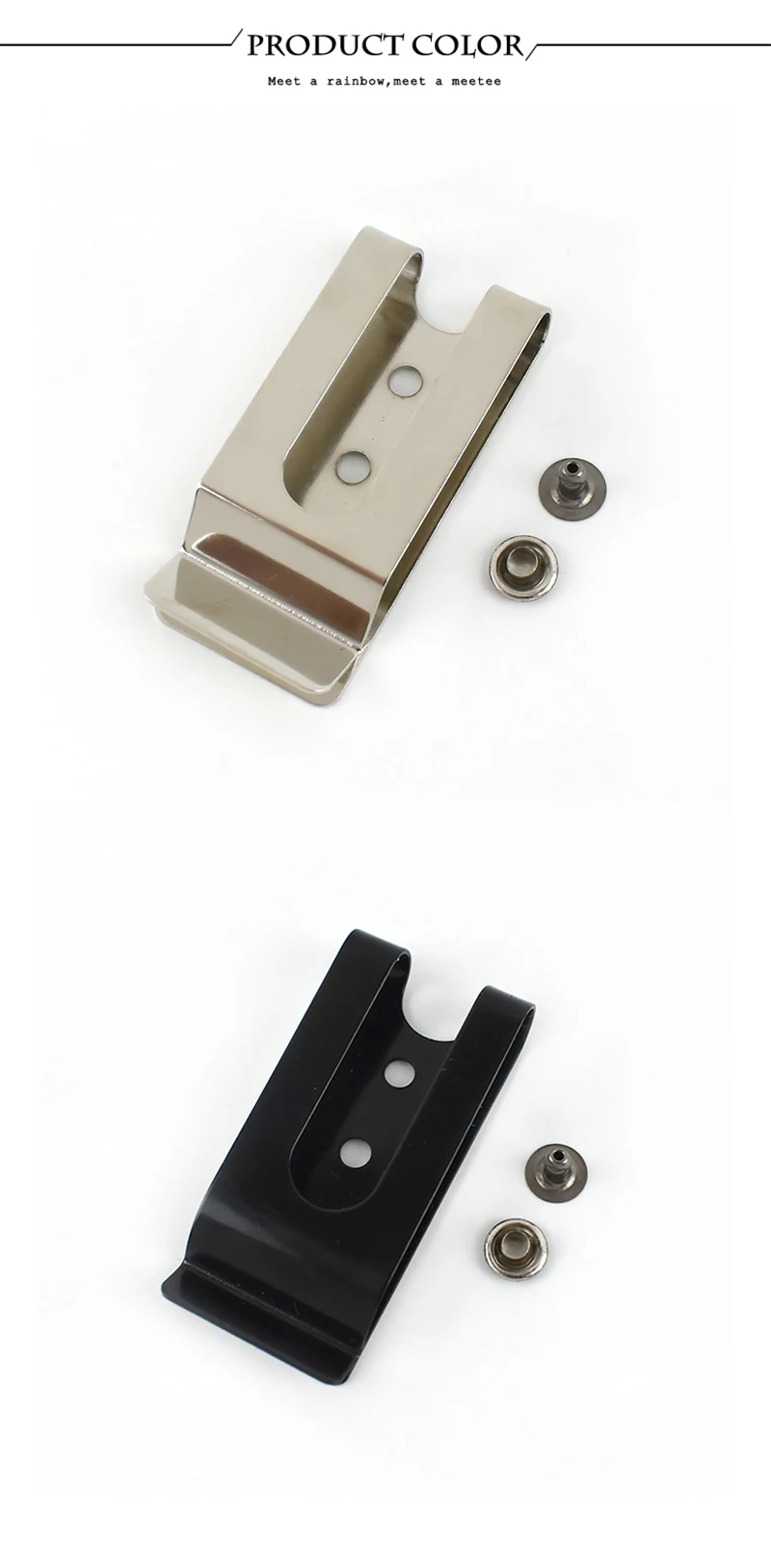 5/10/20Pcs Meetee 56x25mm Double Holes Metal Spring Belt Holster Sheath Clip Clasp Buckles Accessories with 8mm Cap Studs Screws