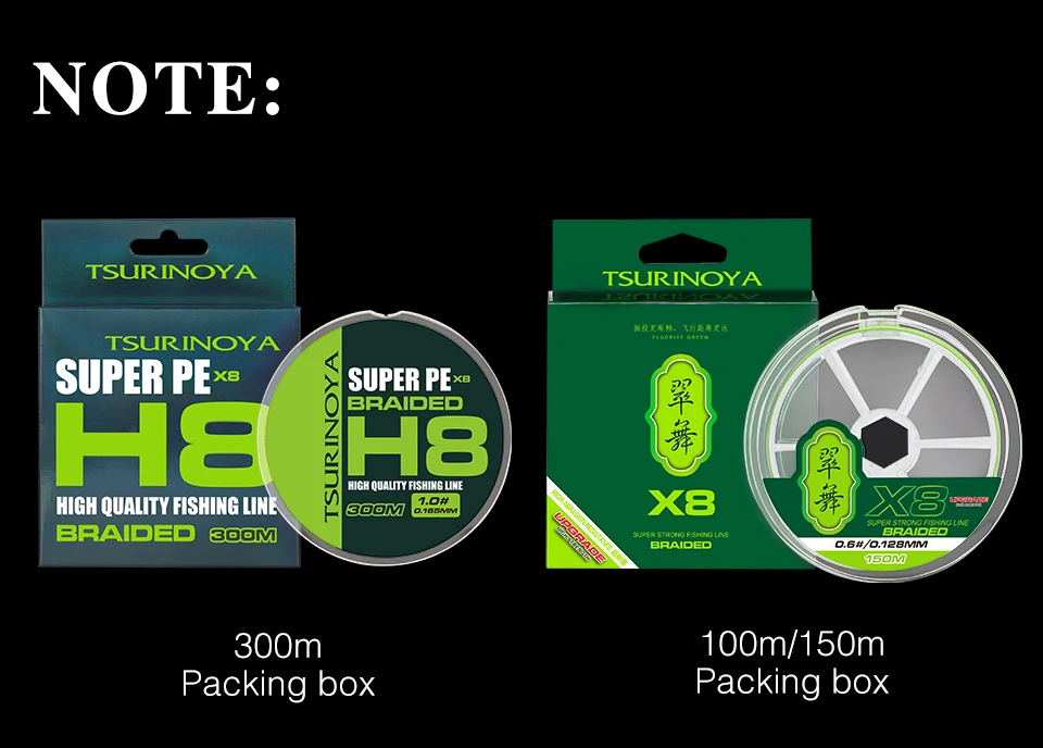 TSURINOYA 300M 150M 100M 8 Weaves PE Fishing Line H8 Ultra-long Casting 8 Strand Braided Smooth Multifilament Line 14-50LB