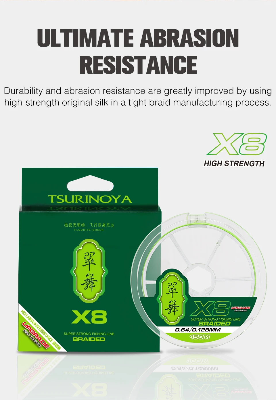 TSURINOYA 300M 150M 100M 8 Weaves PE Fishing Line H8 Ultra-long Casting 8 Strand Braided Smooth Multifilament Line 14-50LB