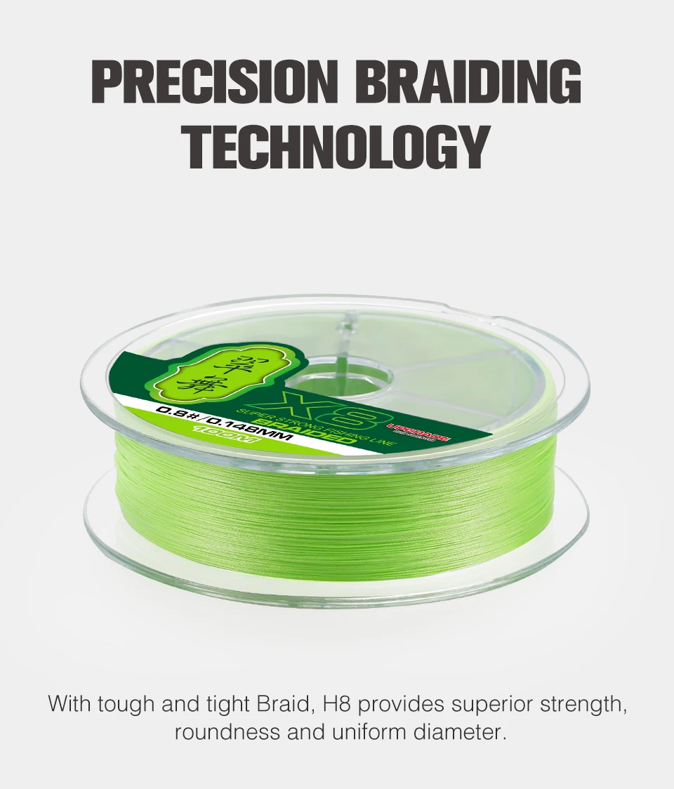 TSURINOYA 300M 150M 100M 8 Weaves PE Fishing Line H8 Ultra-long Casting 8 Strand Braided Smooth Multifilament Line 14-50LB