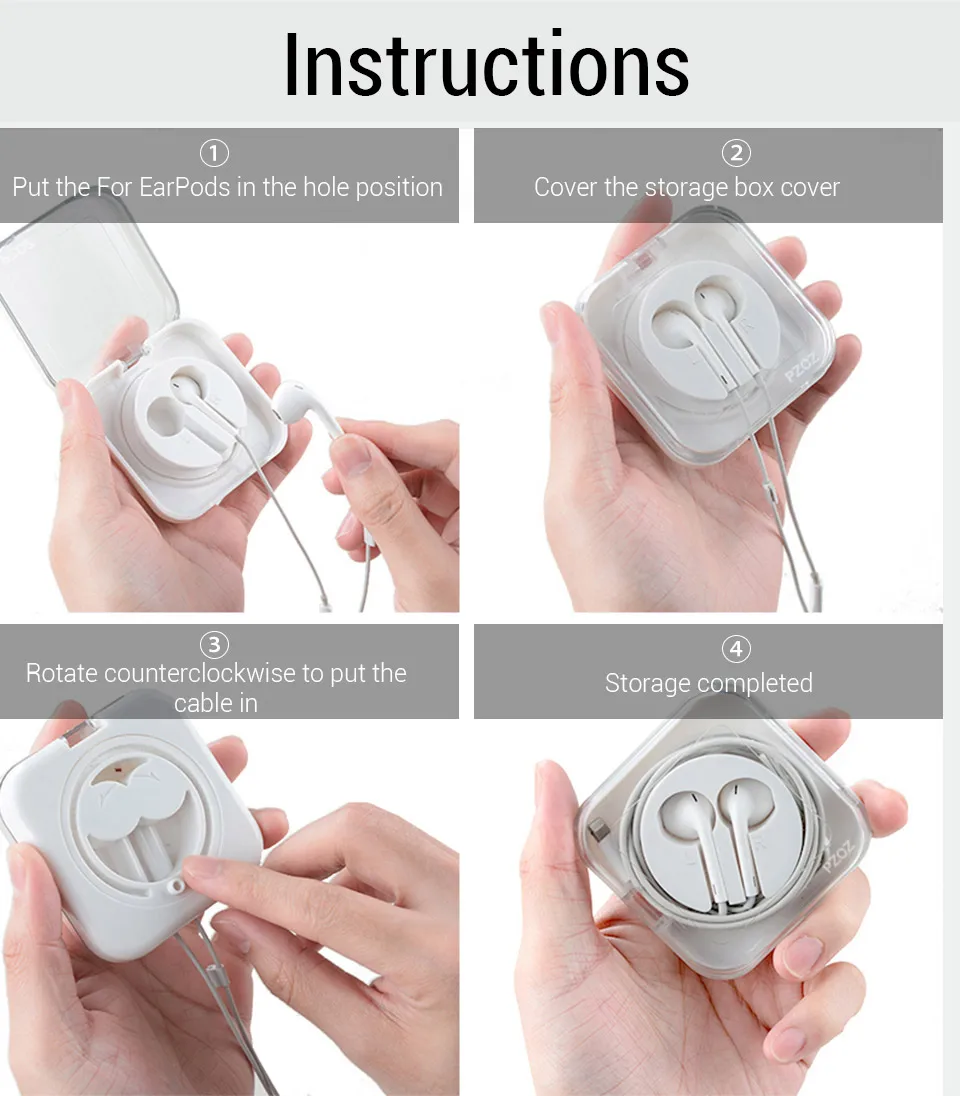 PZOZ For Apple watch charger cable storage box wired earphones Headphone c to type c Macbook cable management organizer Case