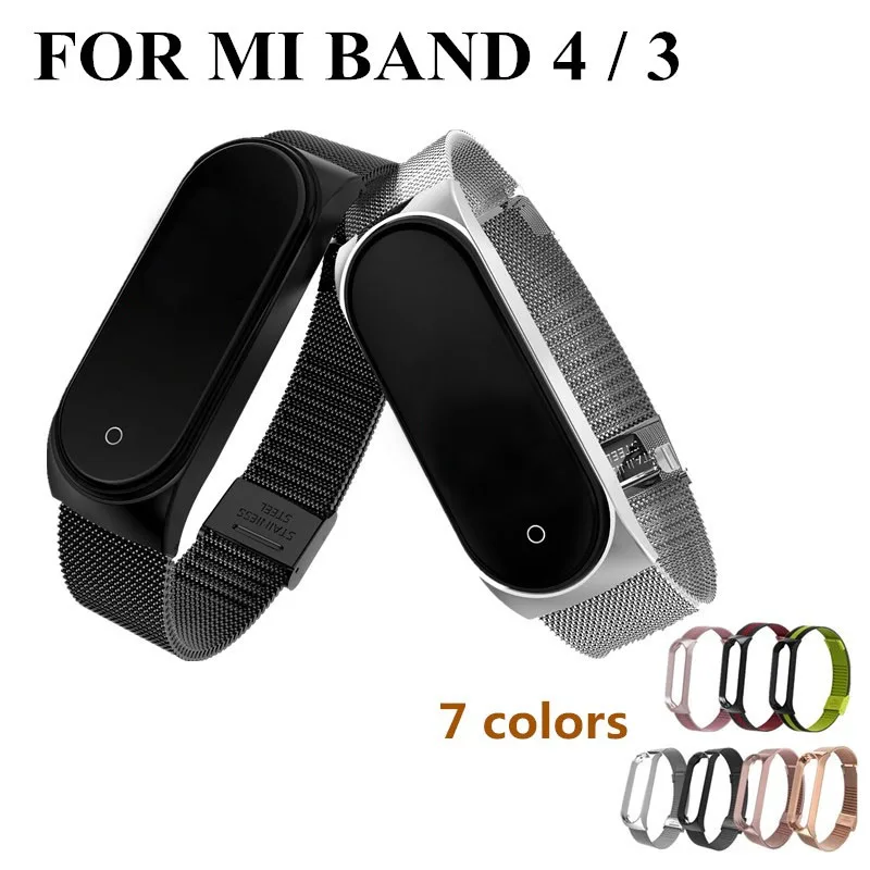 Metal Strap bracelet for Xiaomi mi band 7 6 5 3 4 strap Stainless Steel MiBand 4 Smart Wrist Strap for xiao mi miband 4 3 straps