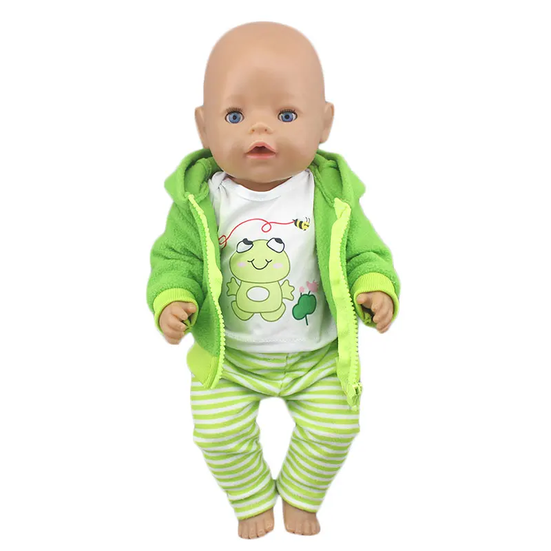 2023 New Cute Frog Suits Fit For 43cm Baby Doll 17 Inch Reborn Baby Doll Clothes
