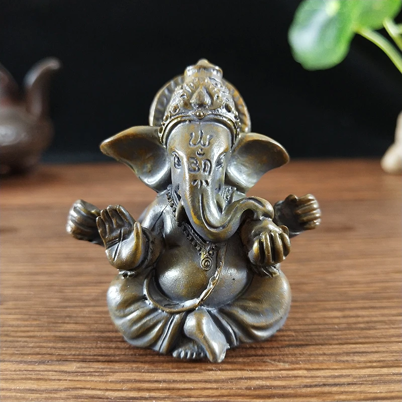 Bronze Color Lord Ganesha Statue Buddha Ornaments Elephant Hindu God Sculpture Figurines Home Office Decoration Buddha Statues