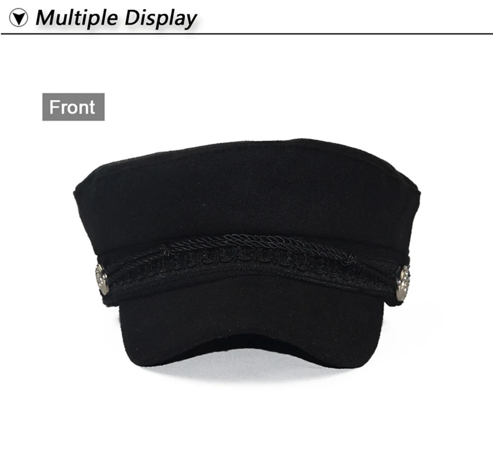 Fashion Women Men Spring Autumn Sailor Black Ladies Beret Top Captain Cap Travel Octagonal Hat