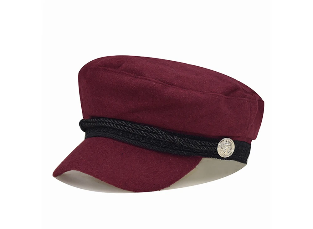 Fashion Women Men Spring Autumn Sailor Black Ladies Beret Top Captain Cap Travel Octagonal Hat
