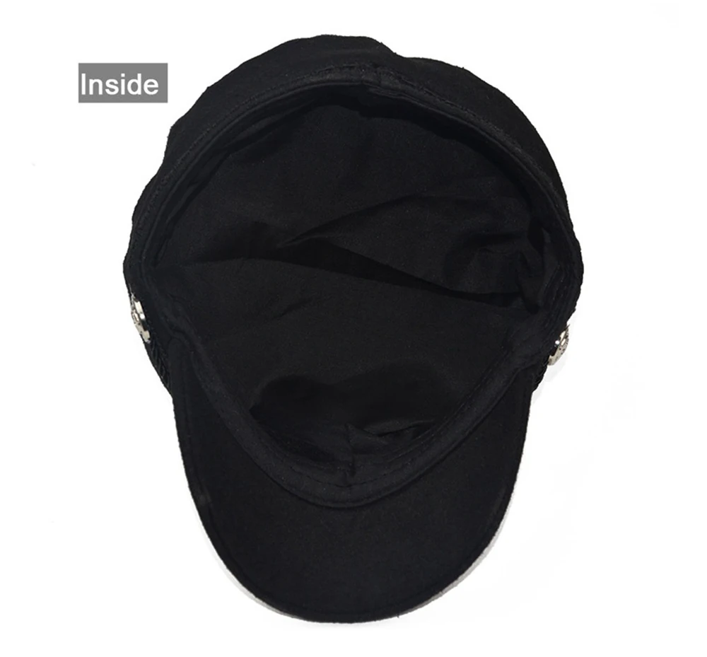 Fashion Women Men Spring Autumn Sailor Black Ladies Beret Top Captain Cap Travel Octagonal Hat