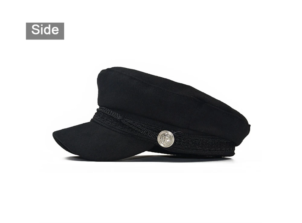 Fashion Women Men Spring Autumn Sailor Black Ladies Beret Top Captain Cap Travel Octagonal Hat