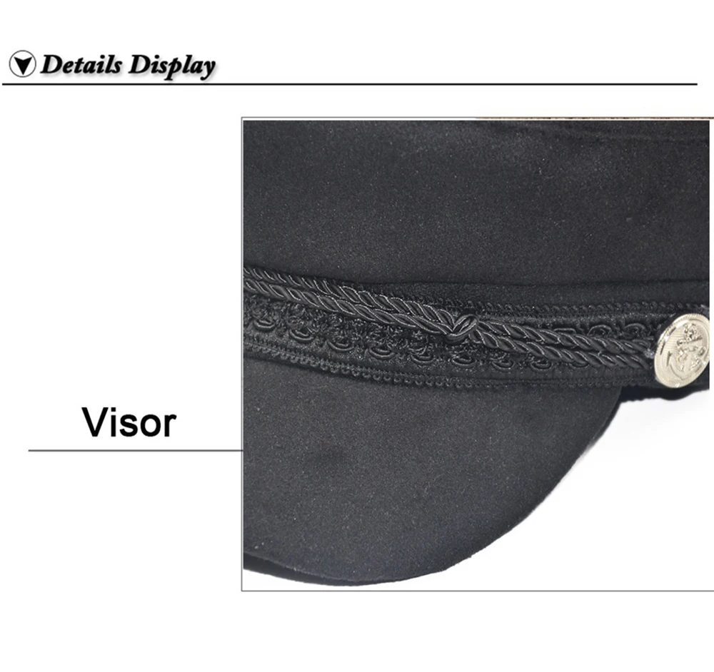 Fashion Women Men Spring Autumn Sailor Black Ladies Beret Top Captain Cap Travel Octagonal Hat