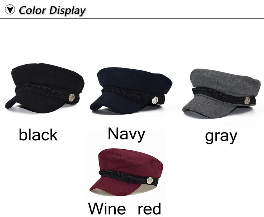 Fashion Women Men Spring Autumn Sailor Black Ladies Beret Top Captain Cap Travel Octagonal Hat