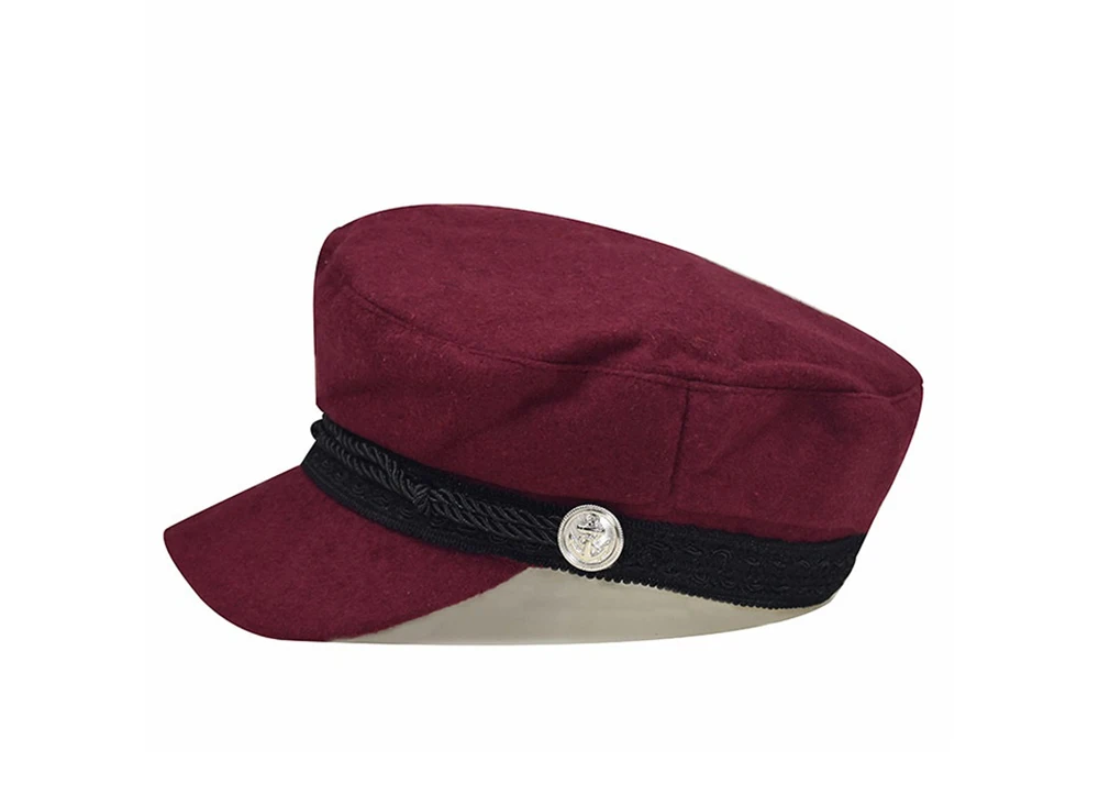 Fashion Women Men Spring Autumn Sailor Black Ladies Beret Top Captain Cap Travel Octagonal Hat