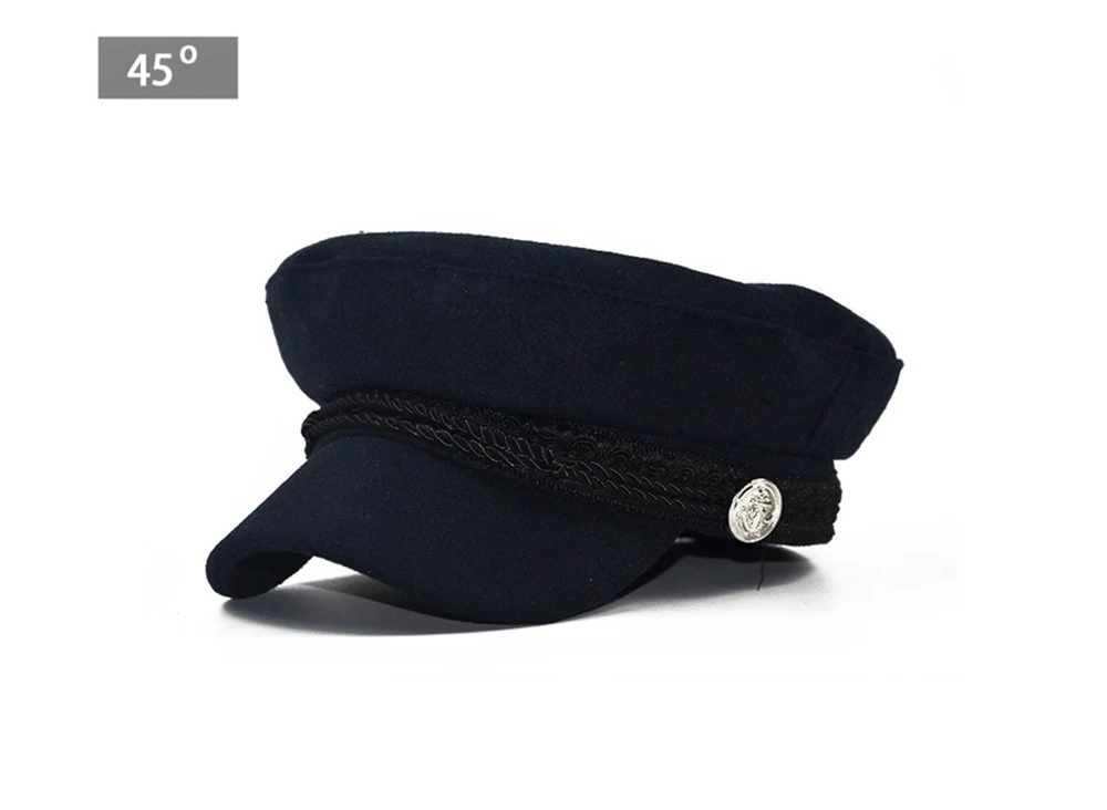 Fashion Women Men Spring Autumn Sailor Black Ladies Beret Top Captain Cap Travel Octagonal Hat