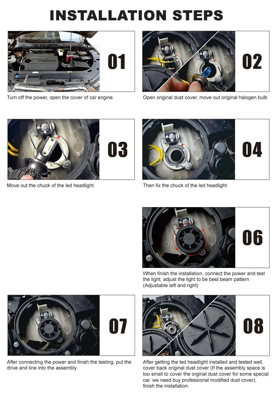 Heyword 150000lm 450W 1860 CSP chip 3000k/4300k/6000k/8000k Car LED Headlight h4 h7 h1 LED headlights 9005 H7 h11 led light