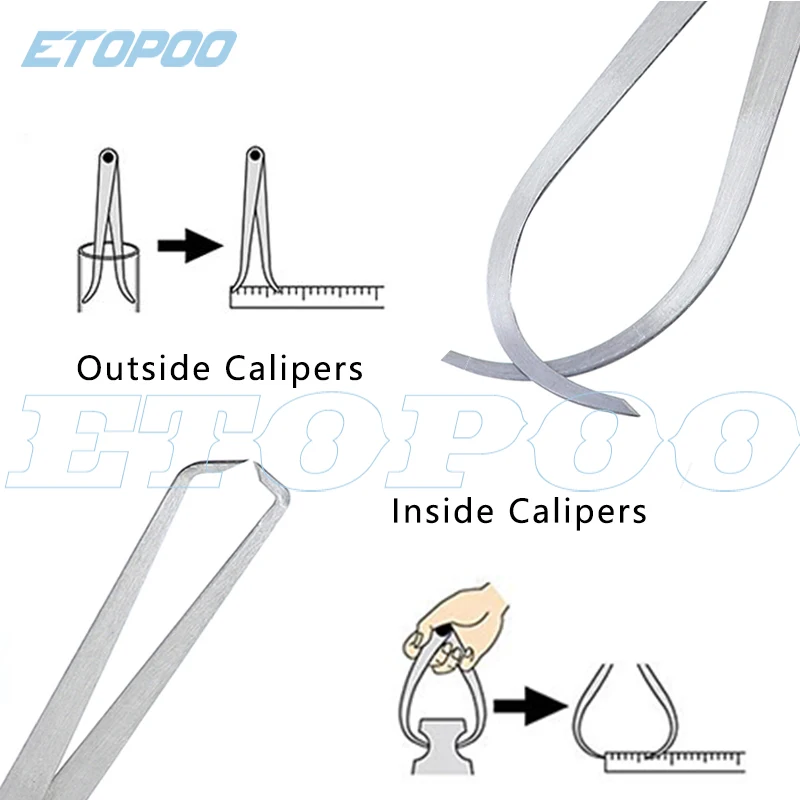 2pcs Calipers 150-450mm Metal Caliper Firm Joint Inside and Outside Caliper Steel Machinist Carving Measurement Tool