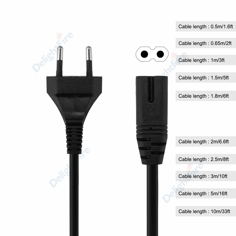0.3-10m EU Extension Cord C7 Power Cable Figure 8 Euro Plug AC Cable For Samsung LG Sony TV Samsung Monitor Power Supply PS2 3