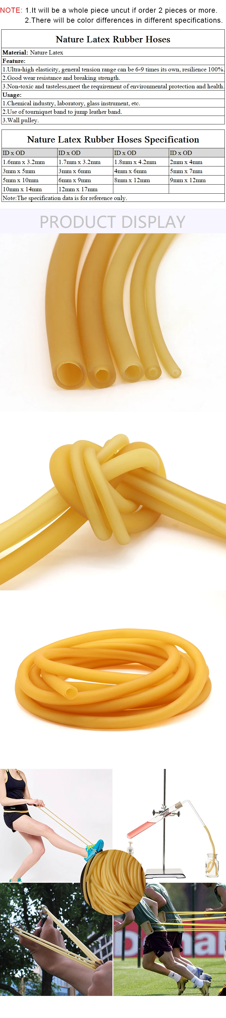 1/3/5M Nature Latex Rubber Hoses ID 1.6 ~18mm High Resilient Elastic Surgical Medical Tube Slingshot Catapult Yellow