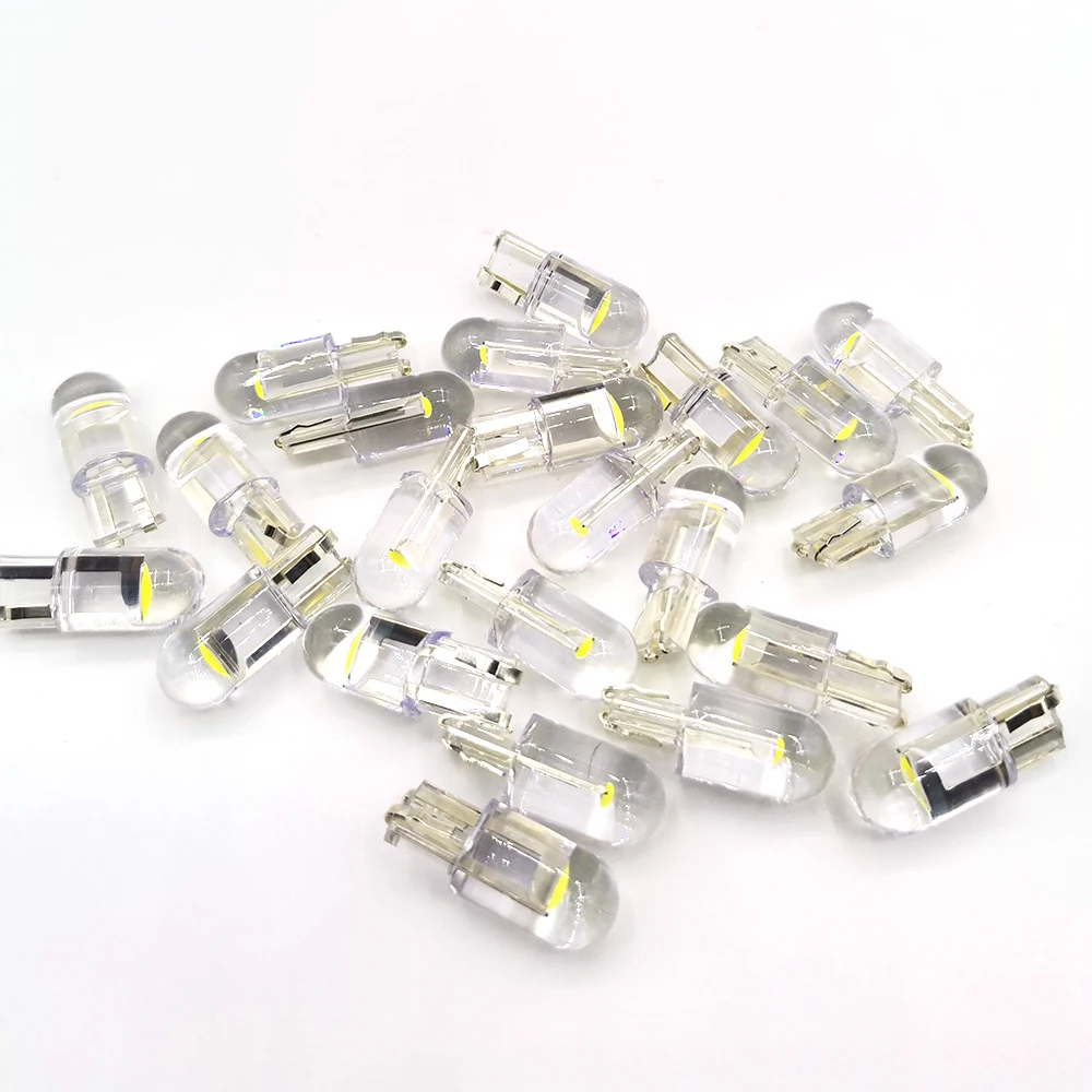 10x 2021 Newest W5W Led T10 Car Light COB Glass 6000K White Auto Automobiles License Plate Lamp Dome Read DRL Bulb Style 12V