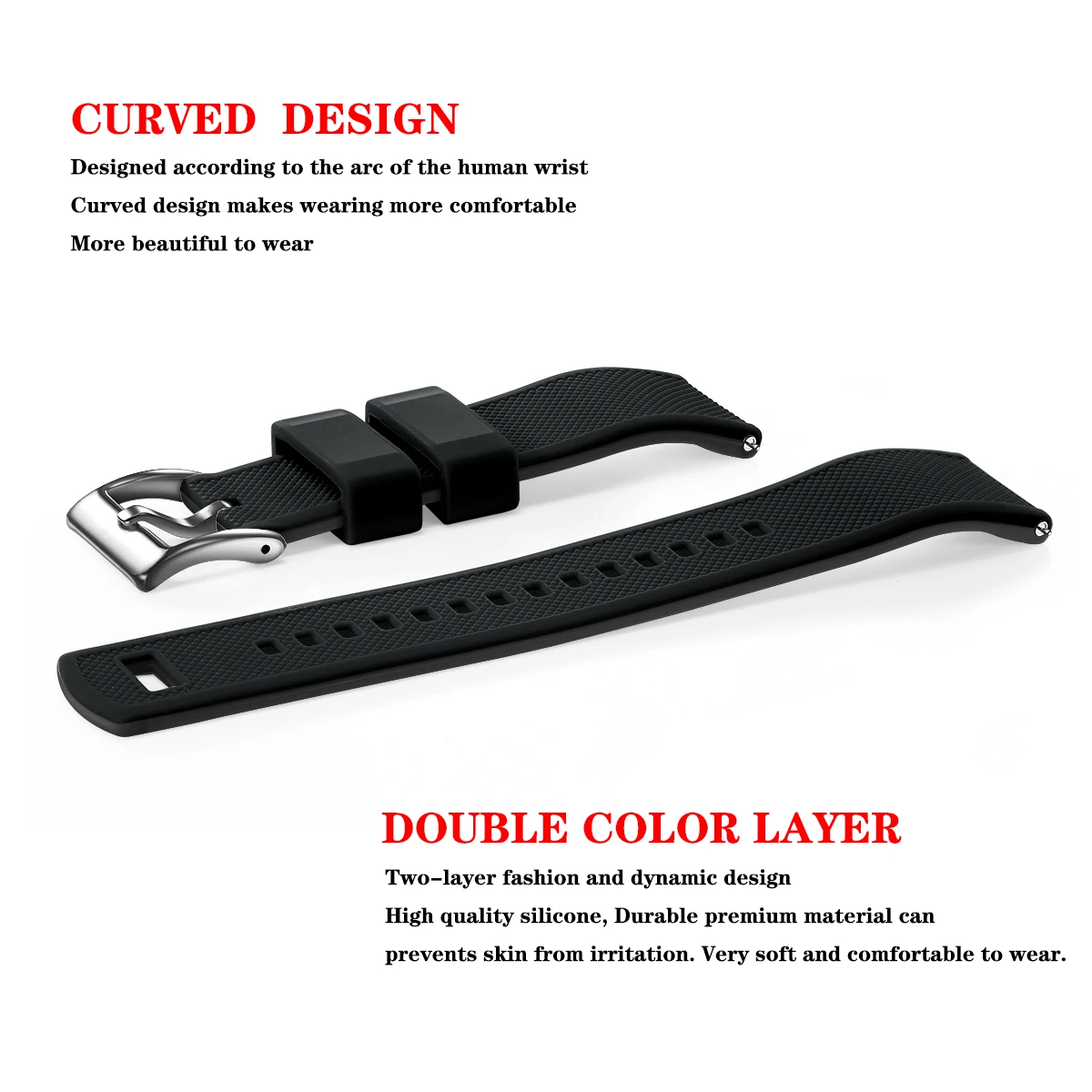 Quick Release Rubber Watch Strap Silicone Watch Band 18mm 20mm 22mm Huawei ,Samsung Galaxy, Garmin, Watch Replacement Watchband