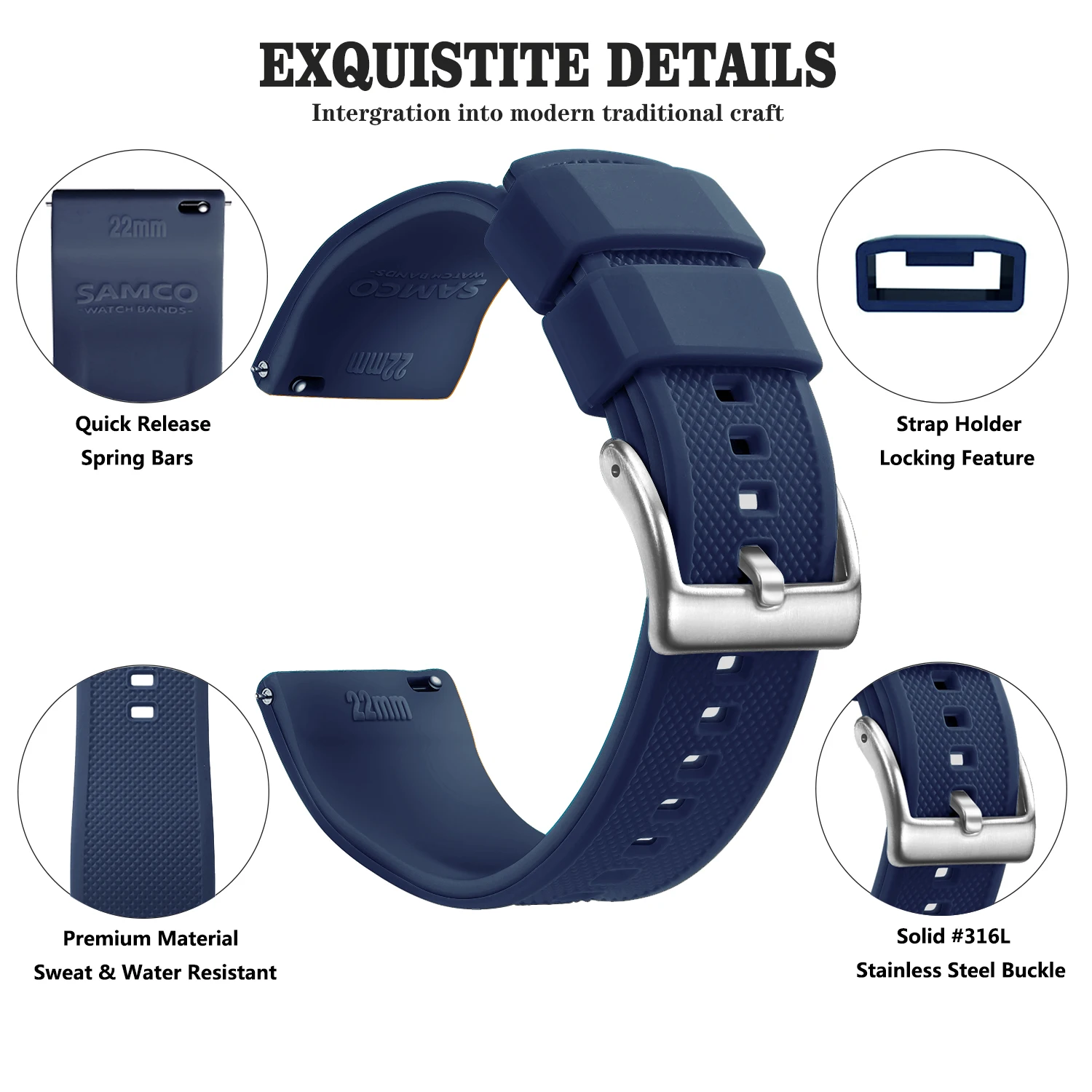 Quick Release Rubber Watch Strap Silicone Watch Band 18mm 20mm 22mm Huawei ,Samsung Galaxy, Garmin, Watch Replacement Watchband