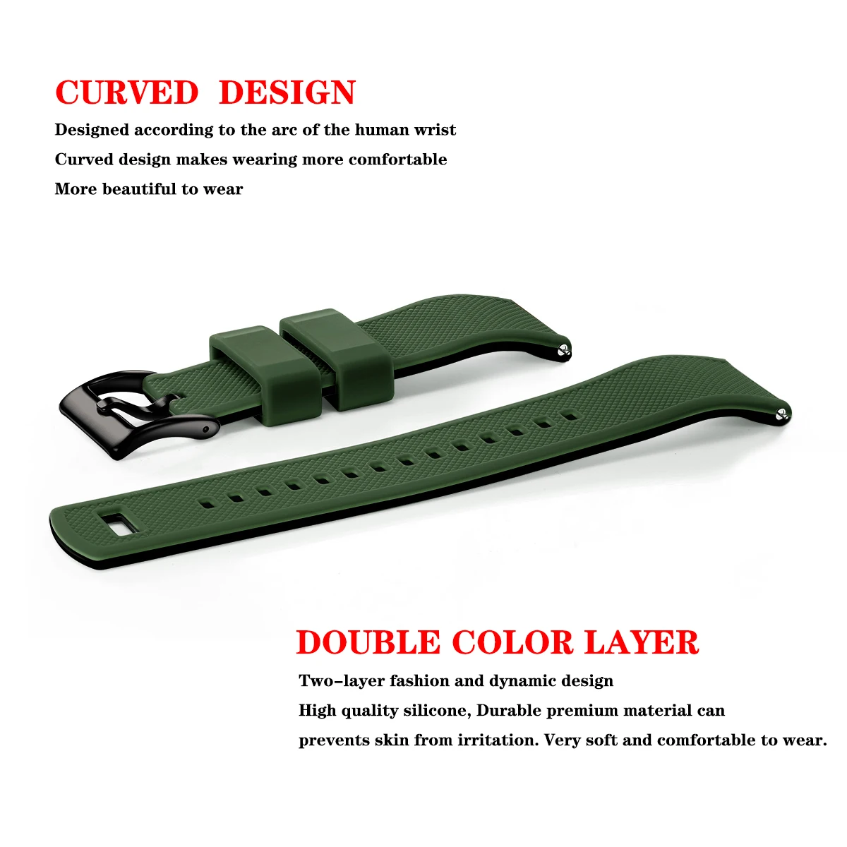 Quick Release Rubber Watch Strap Silicone Watch Band 18mm 20mm 22mm Huawei ,Samsung Galaxy, Garmin, Watch Replacement Watchband