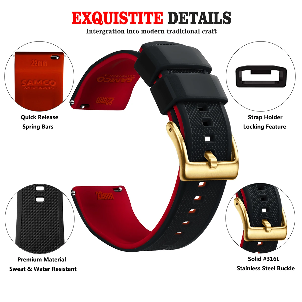 Quick Release Rubber Watch Strap Silicone Watch Band 18mm 20mm 22mm Huawei ,Samsung Galaxy, Garmin, Watch Replacement Watchband
