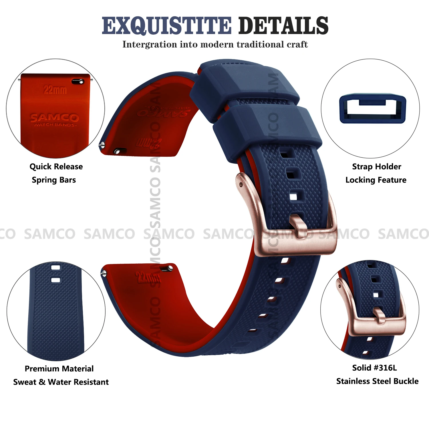 Quick Release Rubber Watch Strap Silicone Watch Band 18mm 20mm 22mm Huawei ,Samsung Galaxy, Garmin, Watch Replacement Watchband
