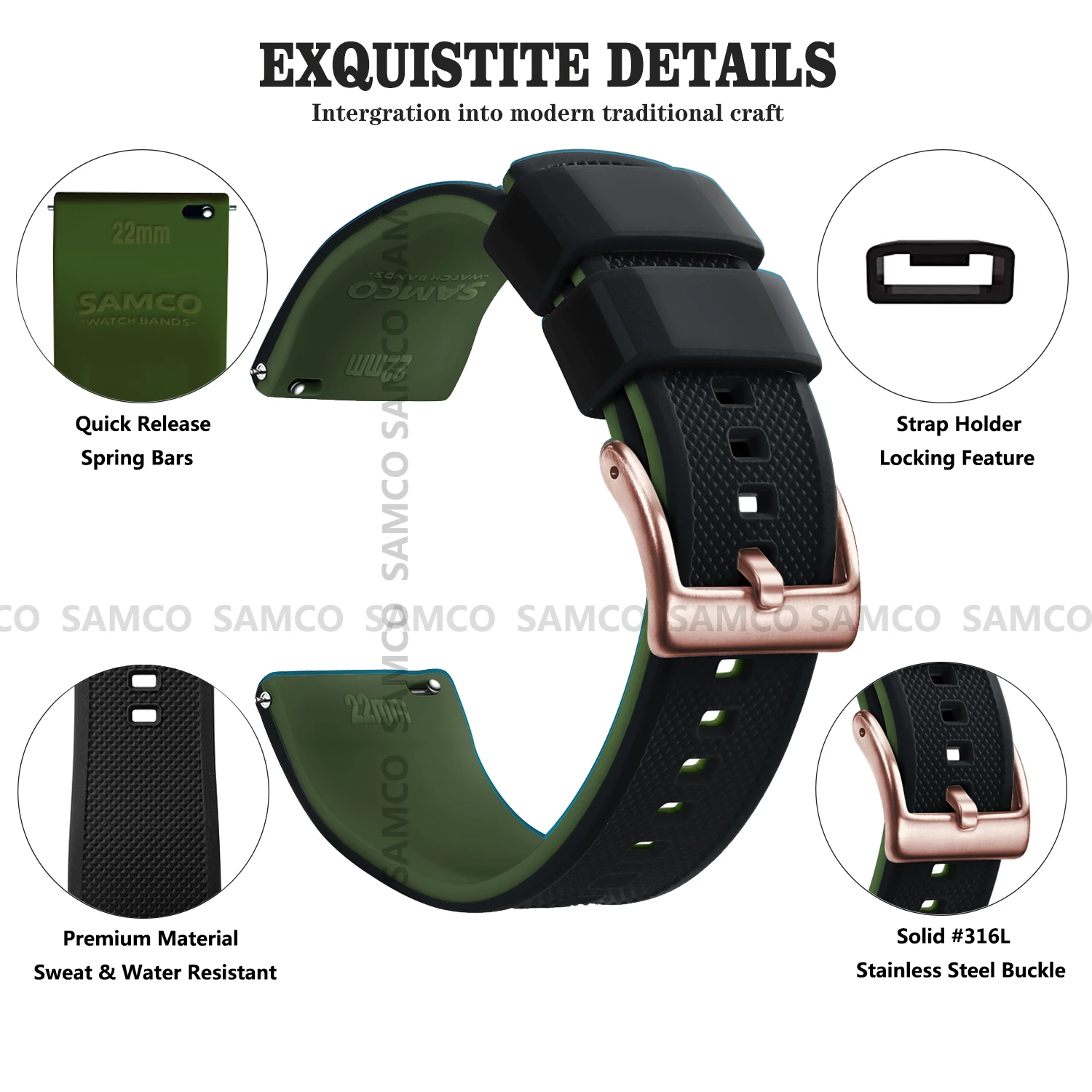 Quick Release Rubber Watch Strap Silicone Watch Band 18mm 20mm 22mm Huawei ,Samsung Galaxy, Garmin, Watch Replacement Watchband