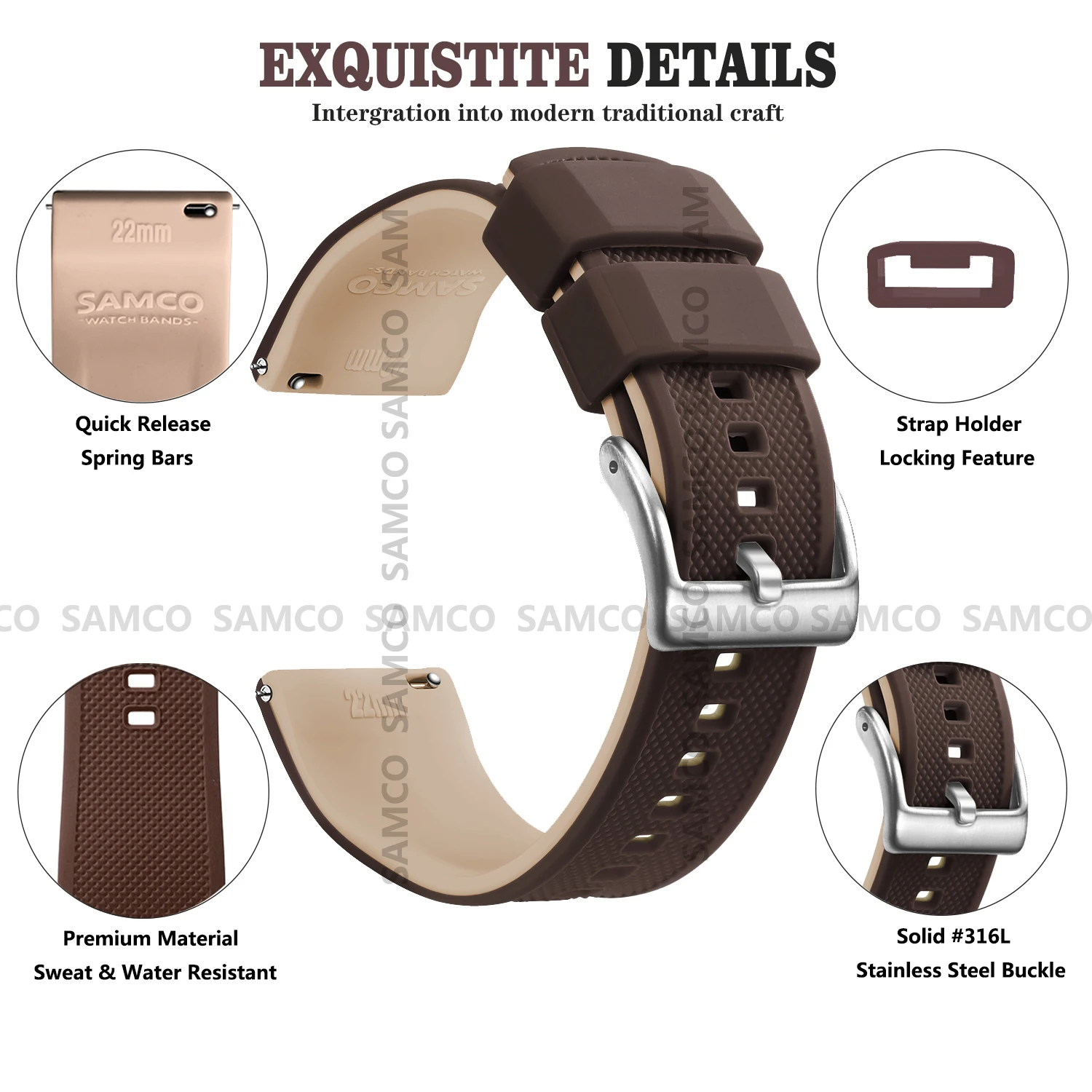 Quick Release Rubber Watch Strap Silicone Watch Band 18mm 20mm 22mm Huawei ,Samsung Galaxy, Garmin, Watch Replacement Watchband