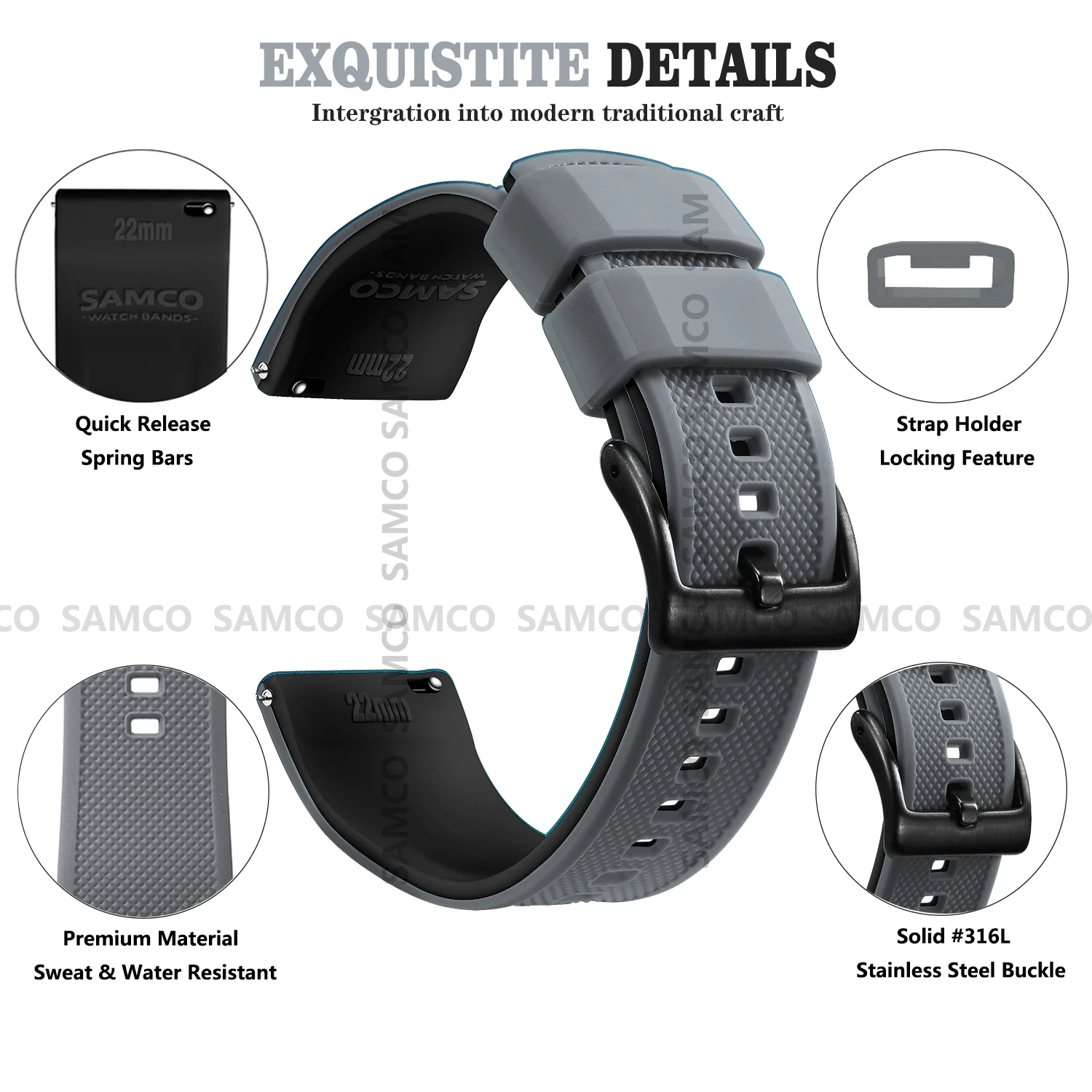 Quick Release Rubber Watch Strap Silicone Watch Band 18mm 20mm 22mm Huawei ,Samsung Galaxy, Garmin, Watch Replacement Watchband