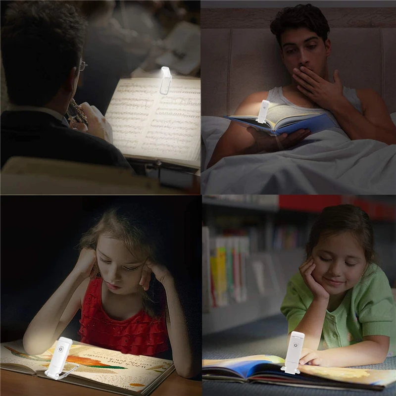 LED USB Rechargeable Book Light Reading Light Eye Protection Night Light Portable Clip Desk Light Bookmark Read Light Night Lamp