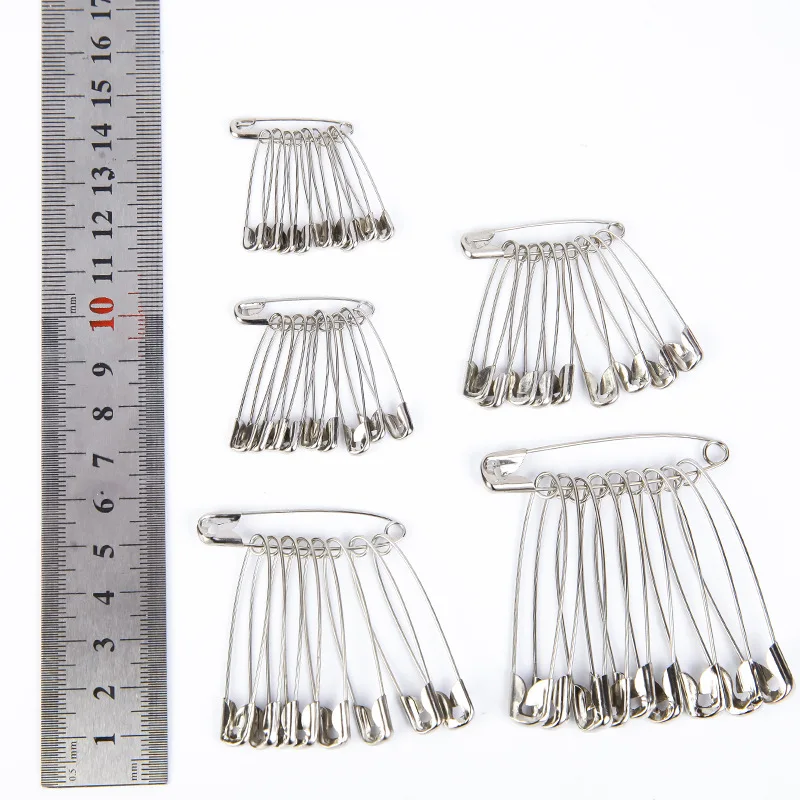 100Pcs Silver Tone Safety Pins Stainless Steel Brooch Jewelry Small Safety Pins Brooch Craft for DIY Sewing Tools Accessories
