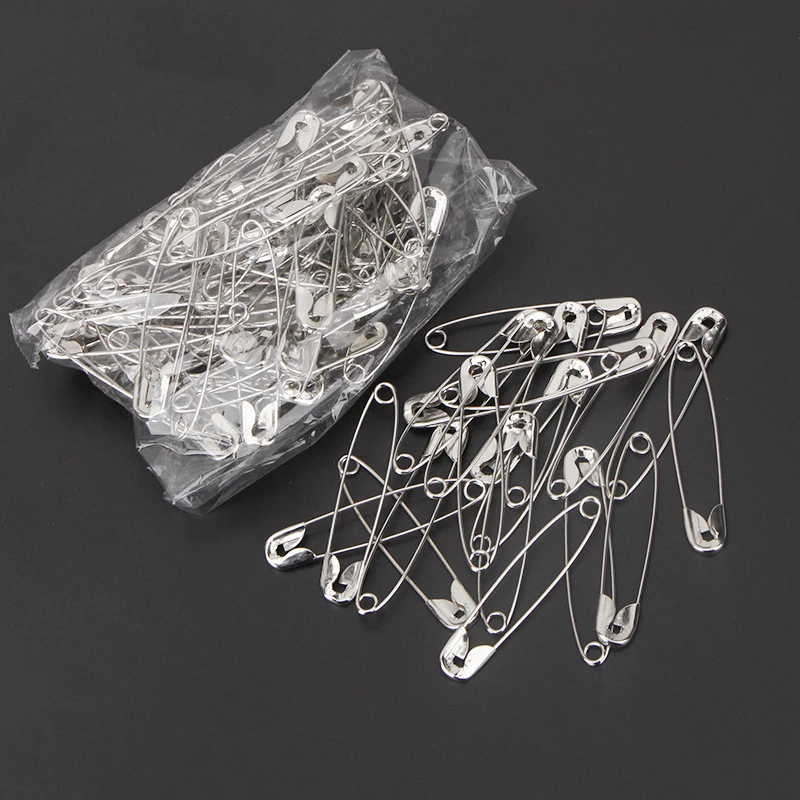 100Pcs Silver Tone Safety Pins Stainless Steel Brooch Jewelry Small Safety Pins Brooch Craft for DIY Sewing Tools Accessories