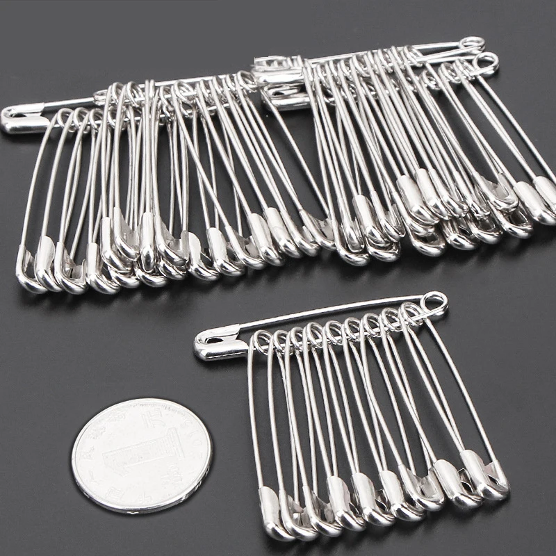 100Pcs Silver Tone Safety Pins Stainless Steel Brooch Jewelry Small Safety Pins Brooch Craft for DIY Sewing Tools Accessories